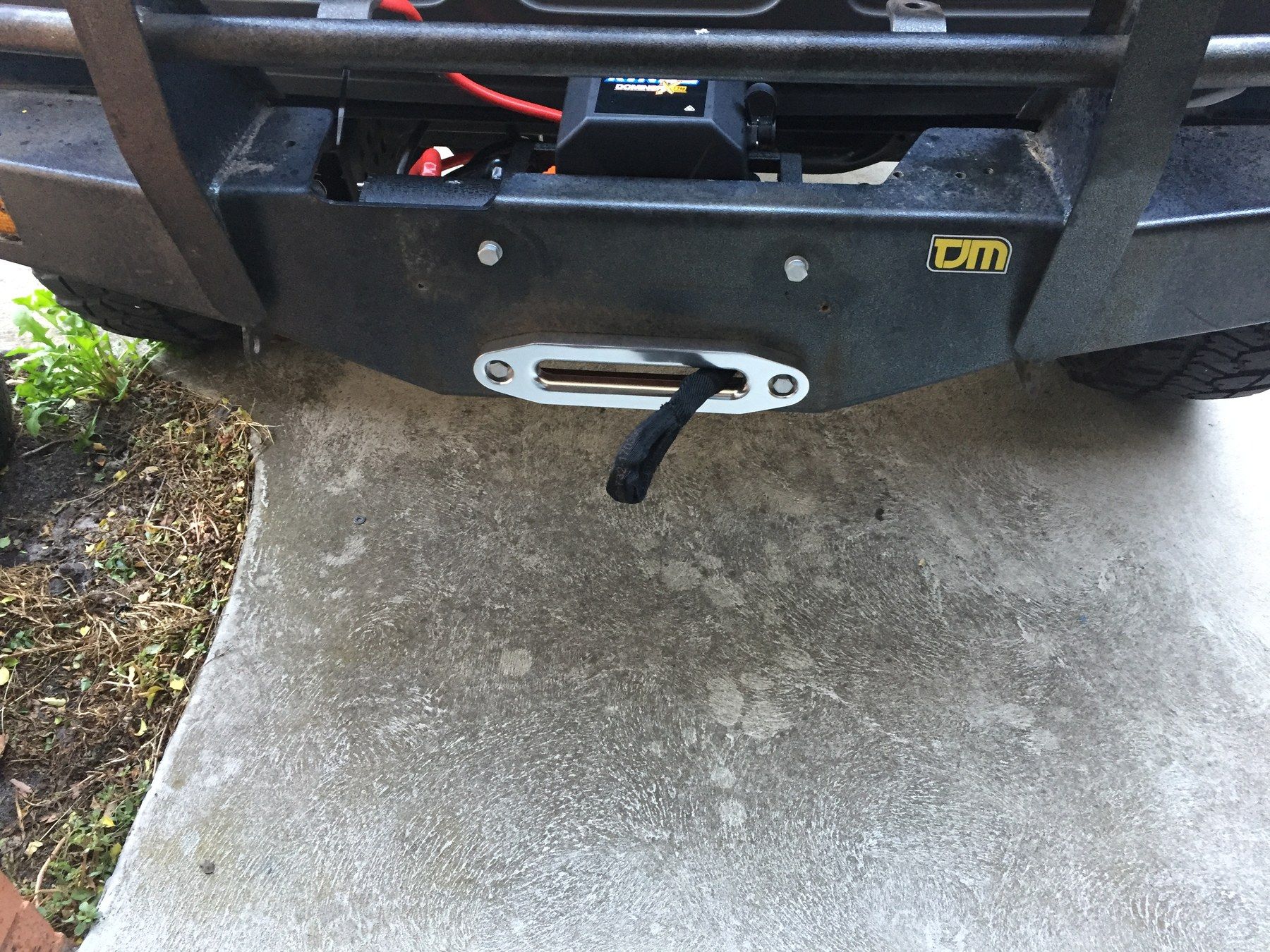 Bull bar and winch fitted to a four-wheel drive